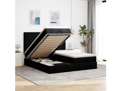 vidaXL Osmanský rám postele s matrací černá 160x200cm textil