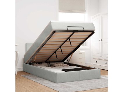 vidaXL Osmanský postel s matrací světle šedá 120x190 cm samet