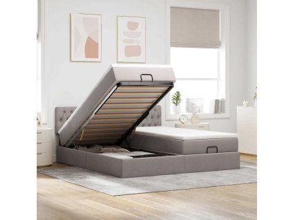 vidaXL Osmanský rám postele s matracíes taupe 200x200cm textil