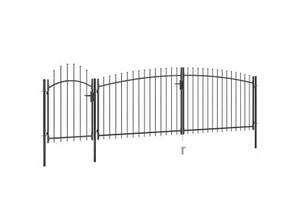 vidaXL Zahradní plotová brána s hroty 5 x 2 m černá