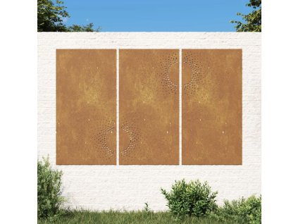 vidaXL Zahradní nástěnné dekorace 3 ks 105x55 cm cortenová ocel Slunce