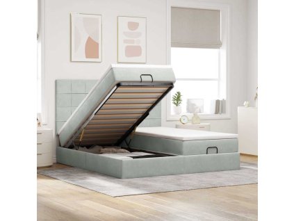 vidaXL Osmanský rám postele s matracíes světle šedá 160x200cm samet