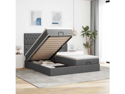 vidaXL Osmanský rám postele s matrací tmavě šedá 160x200cm textil