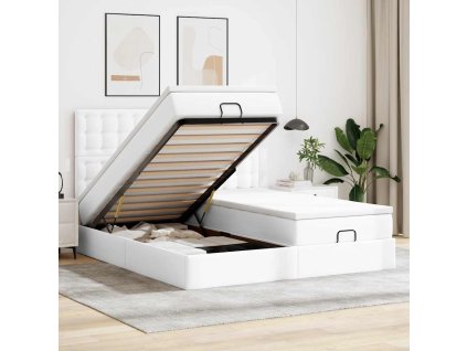 vidaXL Osmanský rám postele s matracemi bílý 200x200cm umělá kůže