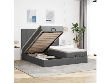 vidaXL Osmanský rám postele s matrací tmavě šedá 160x200cm textil