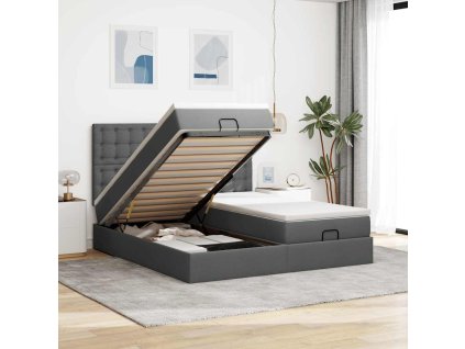 vidaXL Osmanský rám postele s matrací tmavě šedá 160x200cm textil