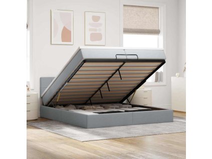 vidaXL Osmanský rám postele s matrací světle šedá 200x200 cm textil