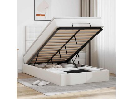 vidaXL Osmanský rám postele s matrací bílý 120x190 cm umělá kůže