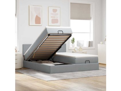 vidaXL Osmanský rám postele s matrací světle šedá 160x200cm textil