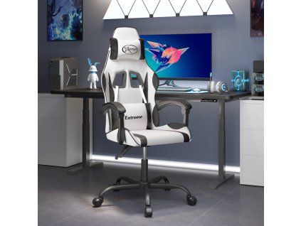 vidaXL Herní židle bílá a černá umělá kůže