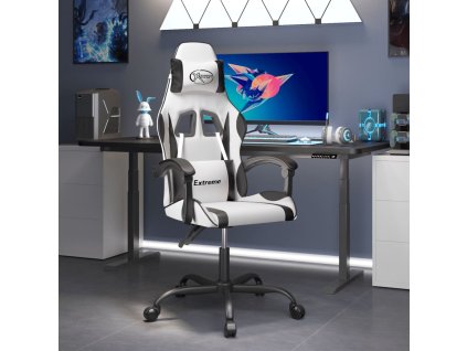 vidaXL Otočná herní židle bílá a černá umělá kůže