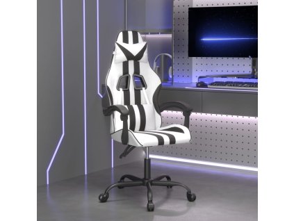 vidaXL Herní židle bílá a černá umělá kůže