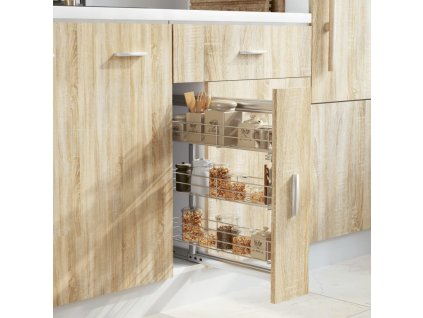 vidaXL 3patrový výsuvný kuchyňský drátěný koš stříbrný 47x15,5x55,5 cm