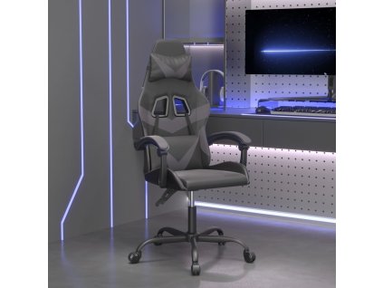 vidaXL Otočná herní židle černá a šedá umělá kůže