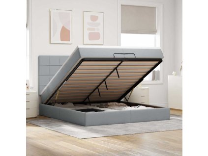 vidaXL Osmanský rám postele s matrací světle šedý 200x200cm textil