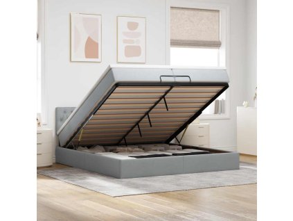 vidaXL Osmanský rám postele s matrací světle šedý 200x200cm textil