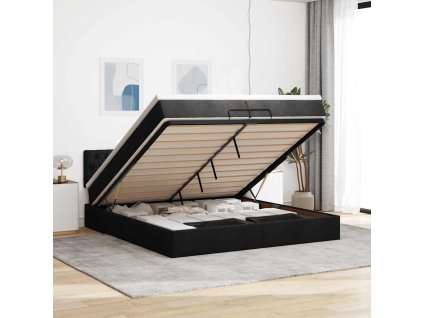 vidaXL Osmanský rám postele s matrací černý 200x200cm textil