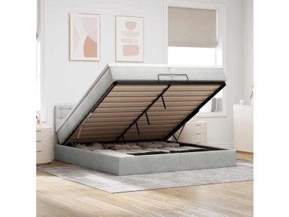 vidaXL Osmanský rám postele s matracíes světle šedá 200x200cm samet