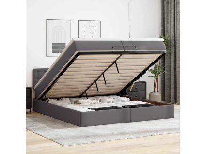 vidaXL Osmanský rám postele s matrací šedá 200x200cm umělá kůže