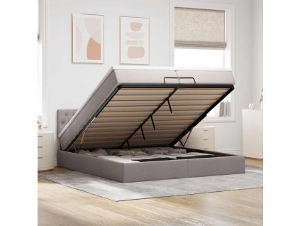 vidaXL Osmanský rám postele s matracíes taupe 200x200cm textil