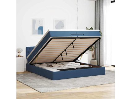 vidaXL Osmanský rám postele s matracíes modrá 200x200cm textil