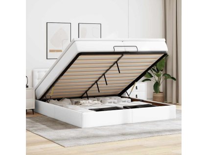 vidaXL Osmanský rám postele s matrací čistě bílý 200x200cm umělá kůže