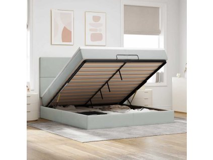 vidaXL Osmanský rám postele s matracíes světle šedá 200x200cm samet