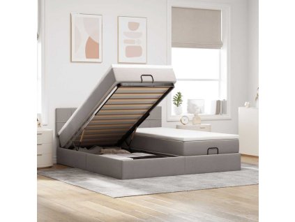 vidaXL Osmanský rám postele s matracíes taupe 200x200cm textil