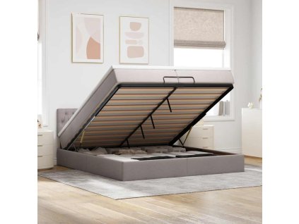 vidaXL Osmanský rám postele s matrací taupe 200x200 cm textil