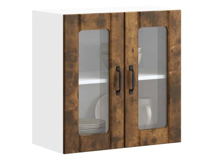 vidaXL Kuchyňská nástěnná skříňka se skleněnými dvířky "Lucca" kouřový dub, inženirské dřevo