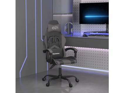 vidaXL Otočná herní židle černá a šedá umělá kůže