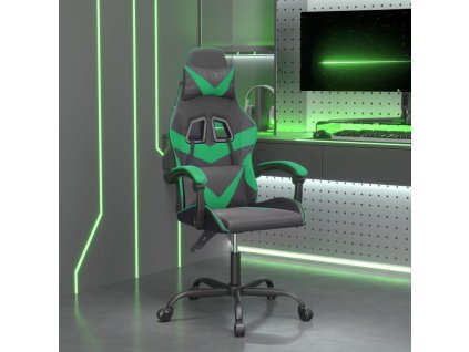 vidaXL Otočná herní židle černá a zelená umělá kůže