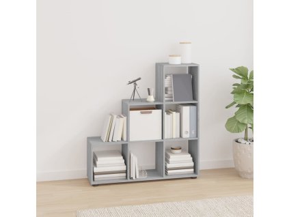 vidaXL Schodová knihovna šedá sonoma 107 cm kompozitní dřevo