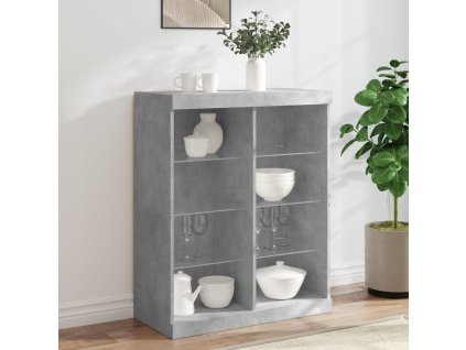 vidaXL Příborník s LED osvětlením betonově šedý 81 x 37 x 100 cm