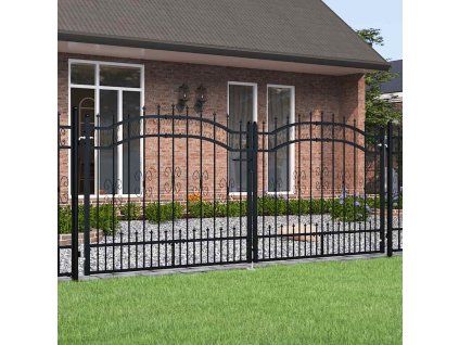 vidaXL Plotová branka KAMPEN s kopím nahoře černá 302 x 125 cm ocel