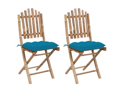 vidaXL Skládací zahradní židle s poduškami 2 ks bambus