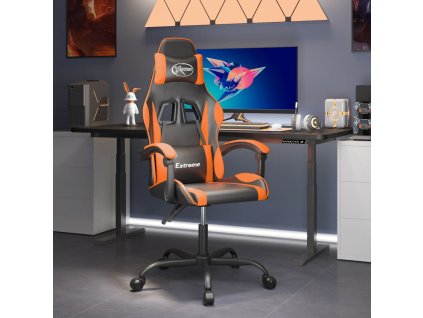 vidaXL Herní židle černá a oranžová umělá kůže