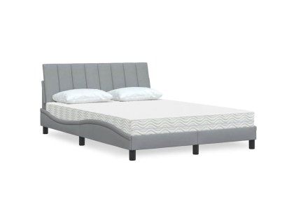 vidaXL Postel s matrací Hanko světle šedá 120 x 200 cm textil