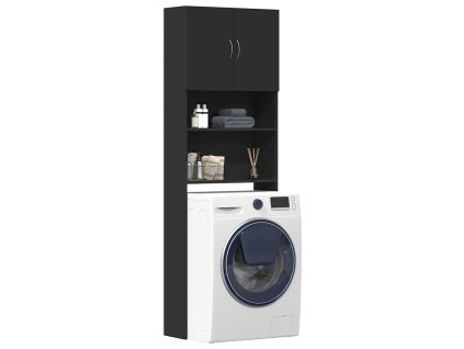 vidaXL Skříňka na pračku černá 64x24x190 cm Dřevěná konstrukce