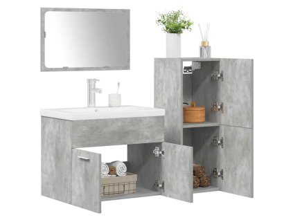 vidaXL 4dílný set koupelnového nábytku betonově šedý kompozitní dřevo