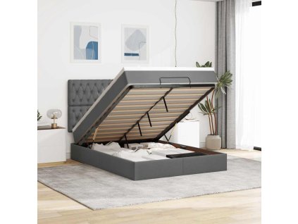 vidaXL Osmanský rám postele s matrací tmavě šedá 140x190cm textil