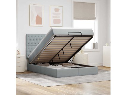 vidaXL Osmanský rám postele s matrací světle šedá 140x190cm textil