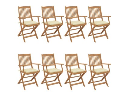 vidaXL Skládací zahradní židle s poduškami 8 ks masivní akácie
