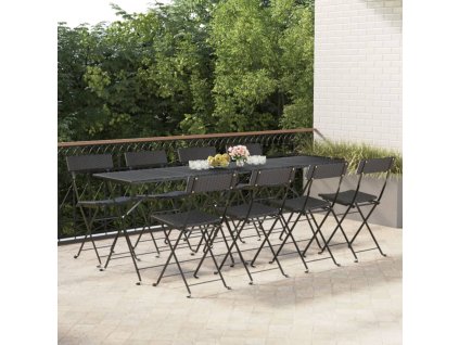 vidaXL Skládací bistro židle 8 ks černé polyratan a ocel