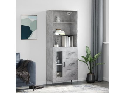 vidaXL Skříň highboard betonově šedá 69,5x34x180 cm kompozitní dřevo