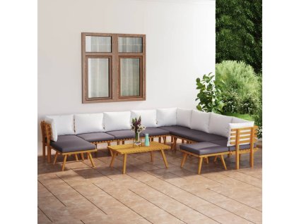 vidaXL 11dílná zahradní sedací souprava s poduškami masivní akácie