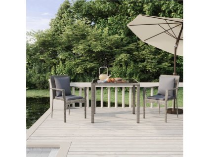 vidaXL 3dílný zahradní jídelní set s poduškami šedý polyratan