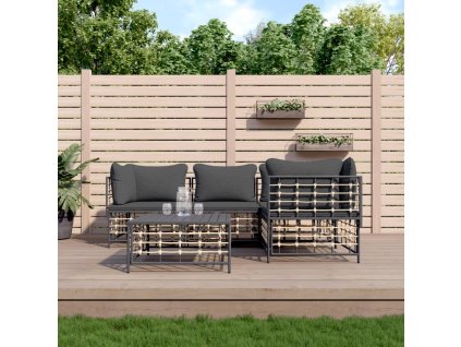 vidaXL 5dílná zahradní sedací souprava s poduškami antracit polyratan