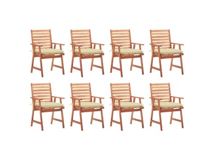 vidaXL Zahradní jídelní židle 8 ks s poduškami masivní akáciové dřevo