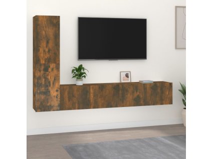 vidaXL 4dílný set TV skříněk kouřový dub kompozitní dřevo